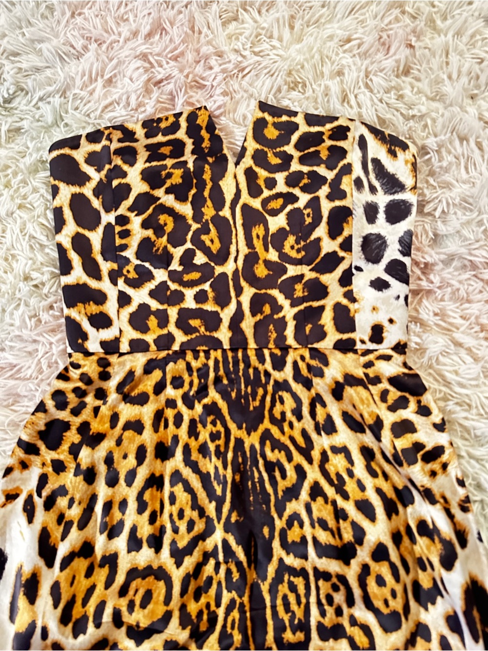 Yves Saint Laurent Vintage Leopard Print Strapless Dress Size 38 - Picture 9 of 16
